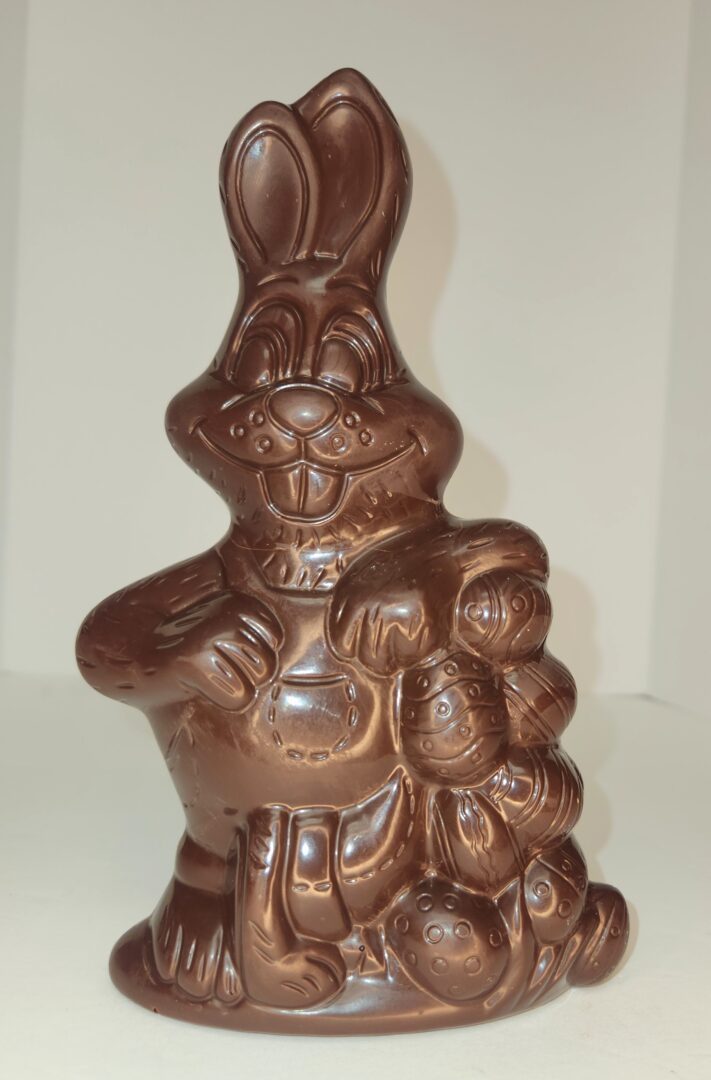 Bunny with Easter Eggs (medium) - DARK Chocolate (FRAGILE - Ship at your risk)