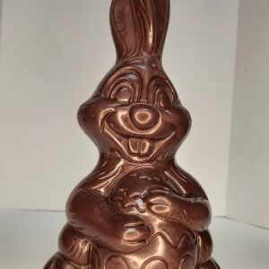 Bunny holding Easter Egg (large) - DARK Chocolate (FRAGILE - Ship at your risk)